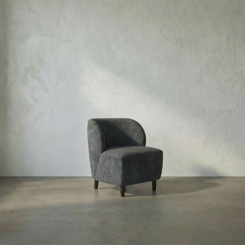 Noir Laffont Chair With Grey Fabric