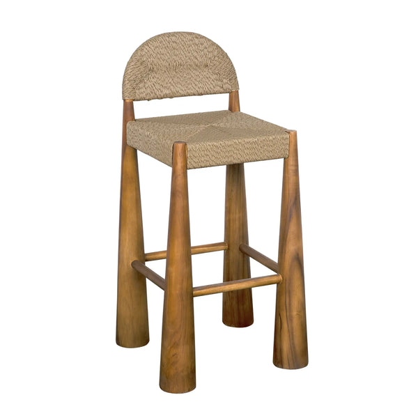 Noir Laredo Bar Stool, Teak With Synthetic Woven