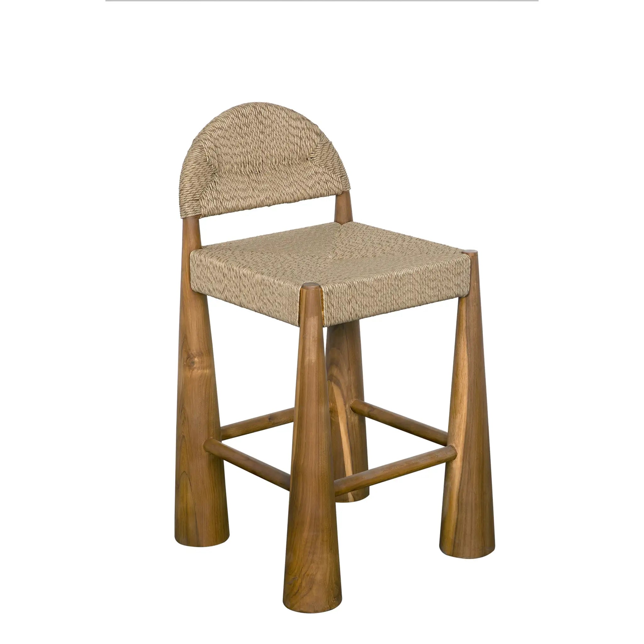 Noir Laredo Counter Stool, Teak With Synthetic Woven