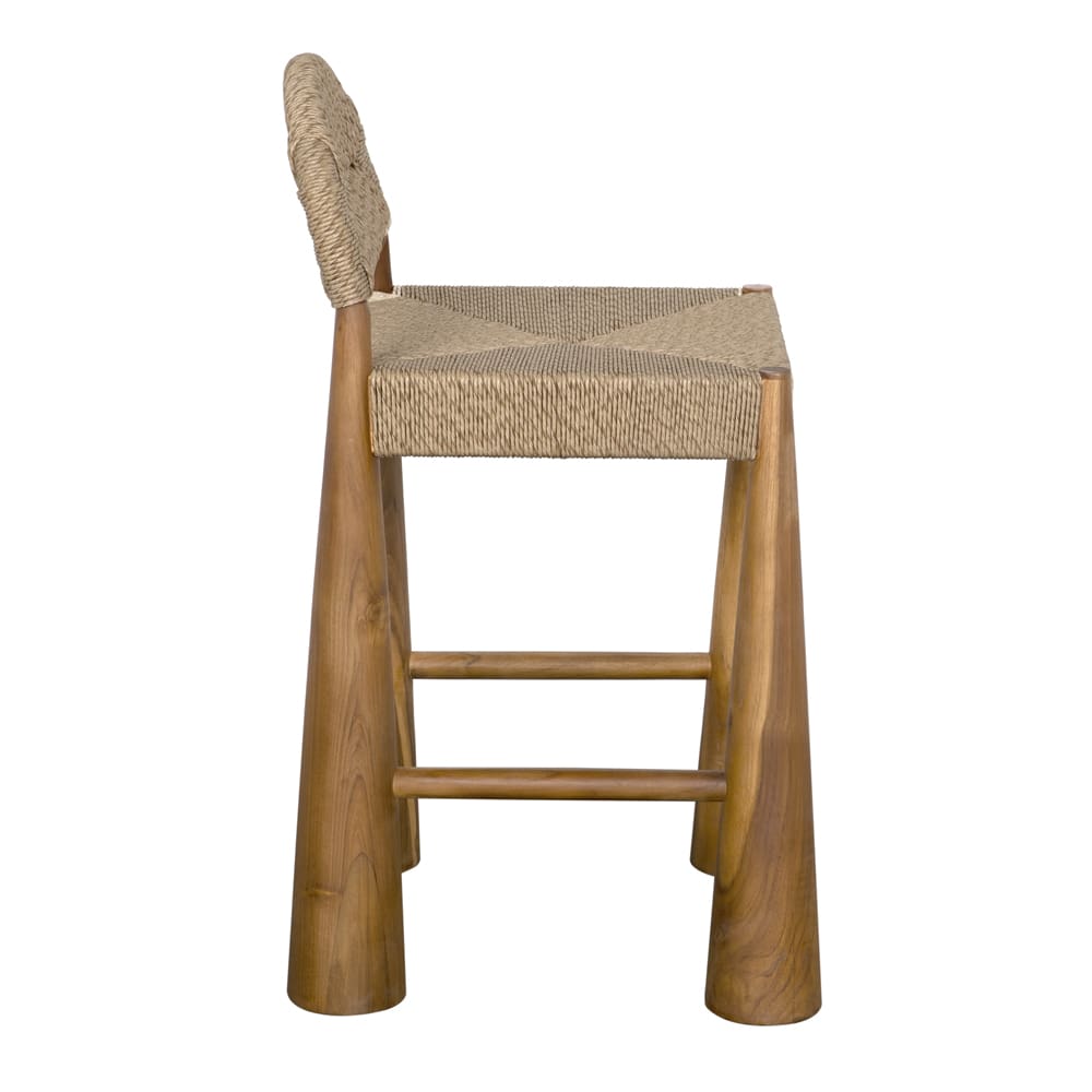 Noir Laredo Counter Stool, Teak With Synthetic Woven