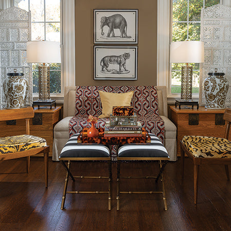 Port 68 Lauderdale Black and White Stripe Bench