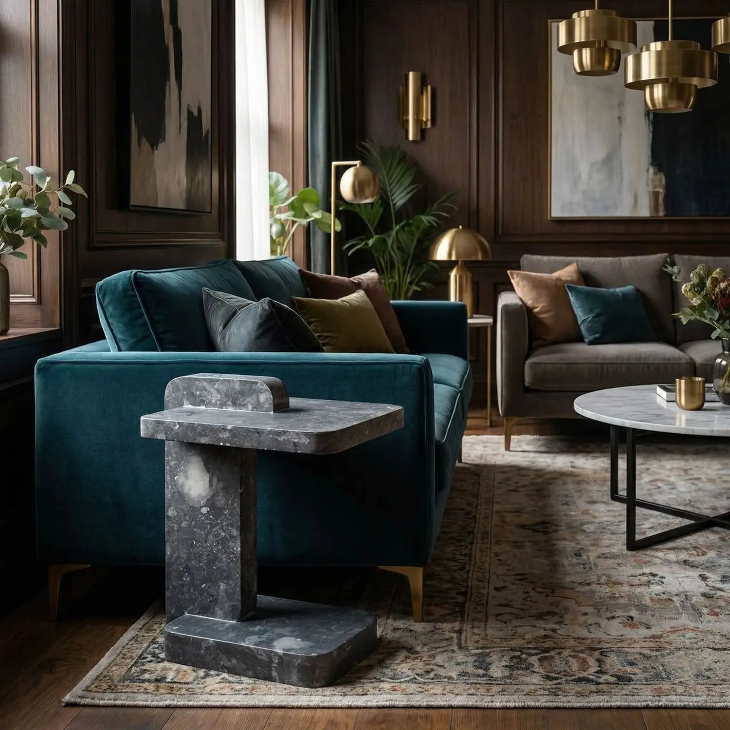 Noir North Side Table, Black Marble