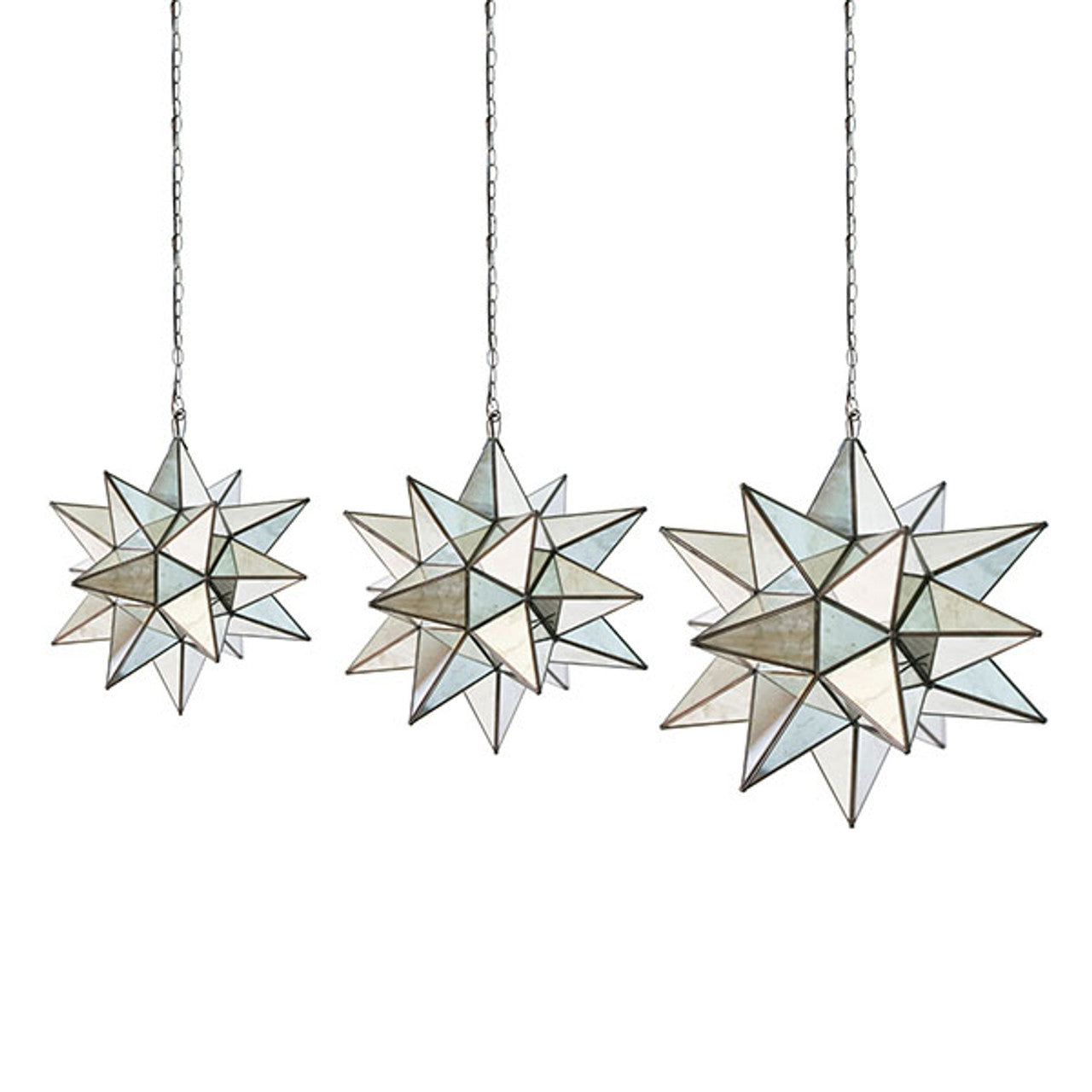 Worlds Away Star Pendant Light in Antique Mirror