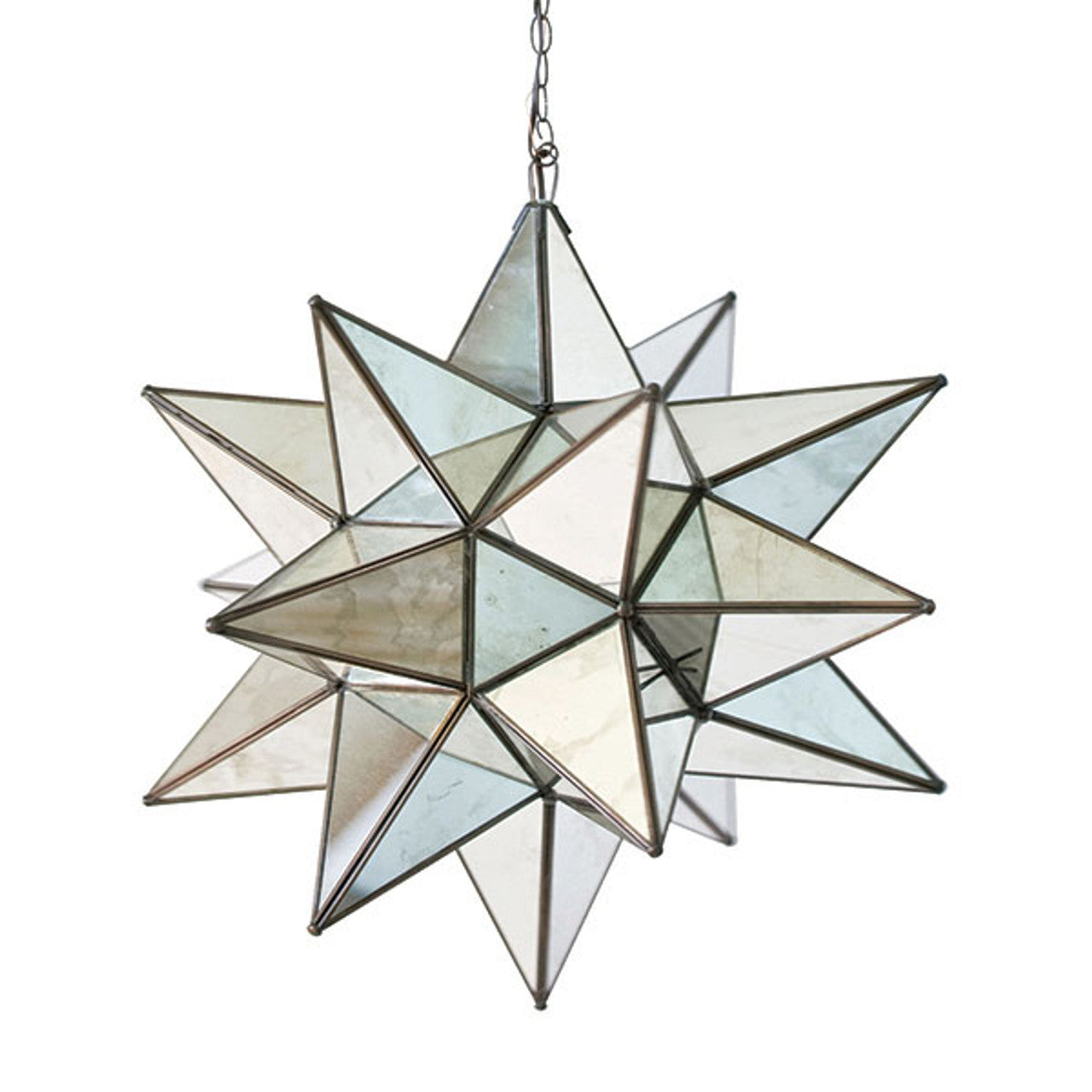Worlds Away Star Pendant Light in Antique Mirror