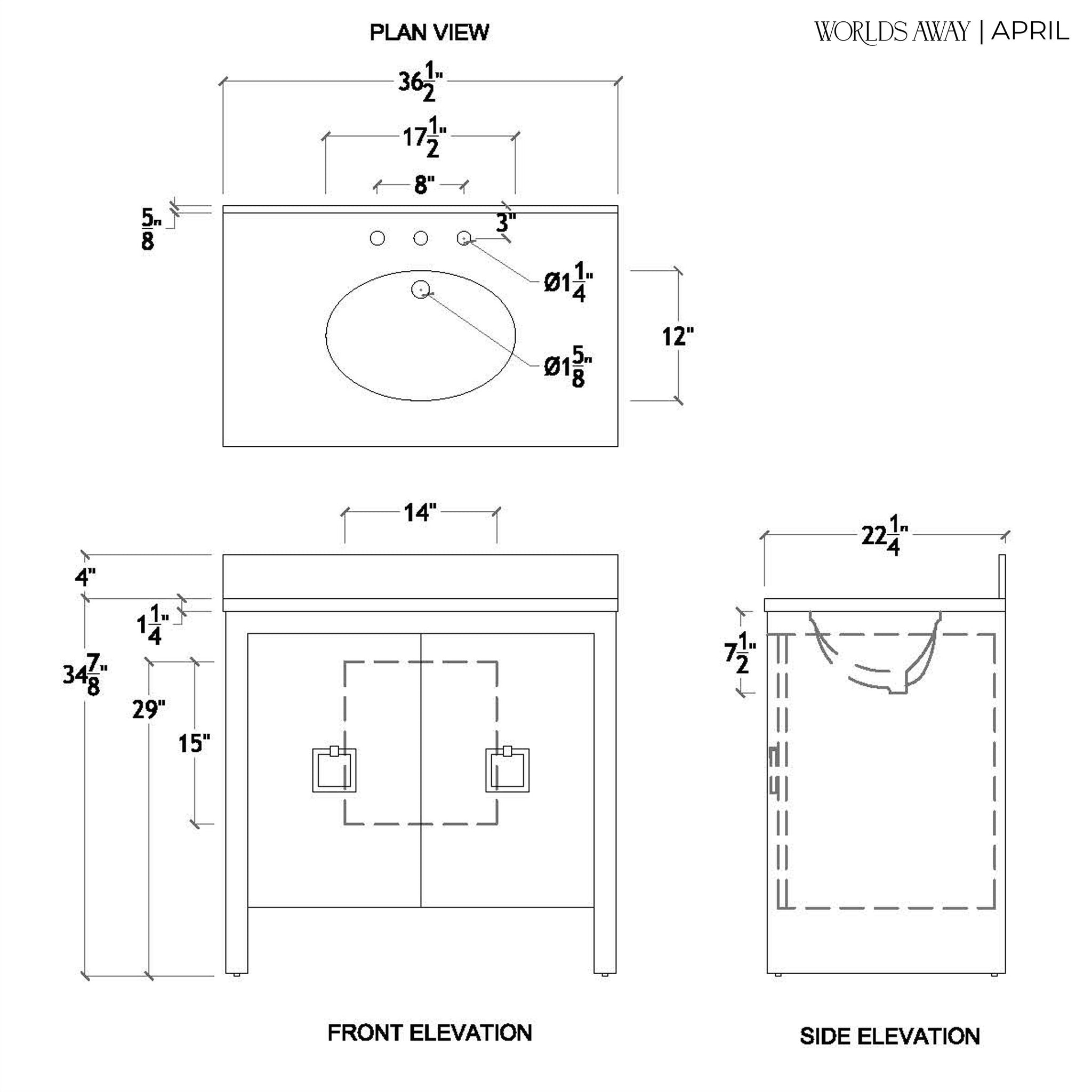 Worlds Away April Bathroom Vanity