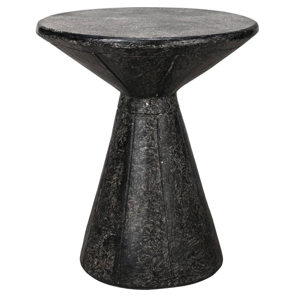 Noir Pedestal Side Table, Black Fiber Cement