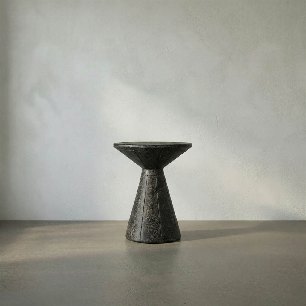 Noir Pedestal Side Table, Black Fiber Cement