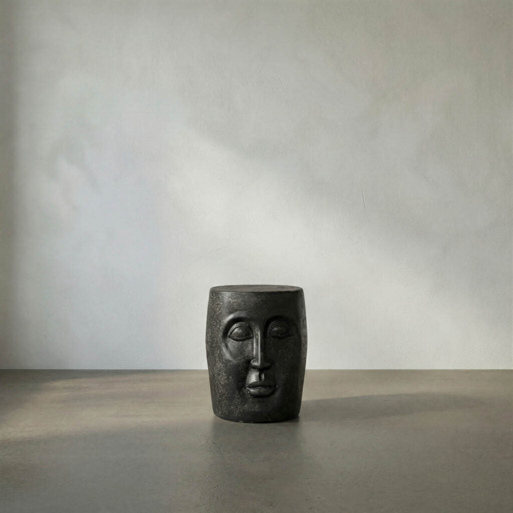 Noir Head Side Table, Black Fiber Cement