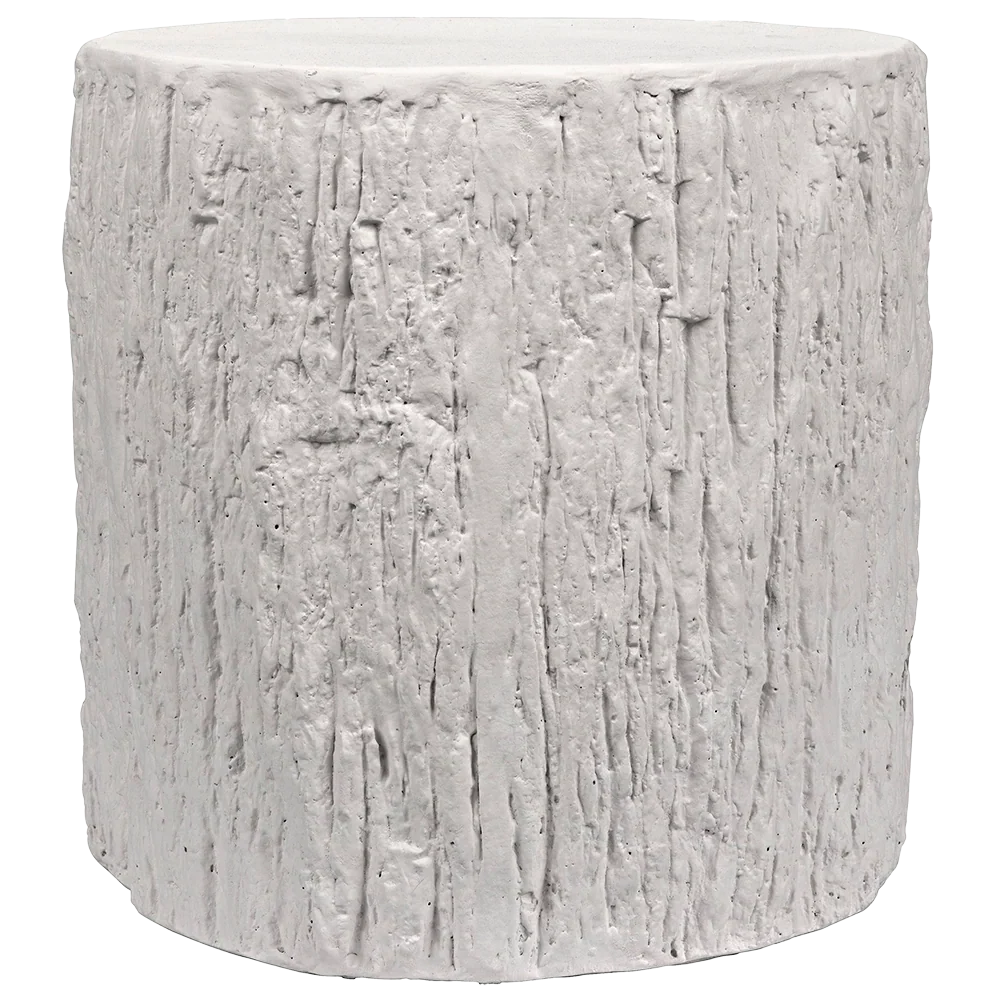 Noir Trunk Side Table, White Fiber Cement