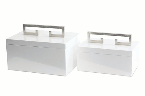 Couture Lighting Avondale Boxes [Set Of 2] White With Silver