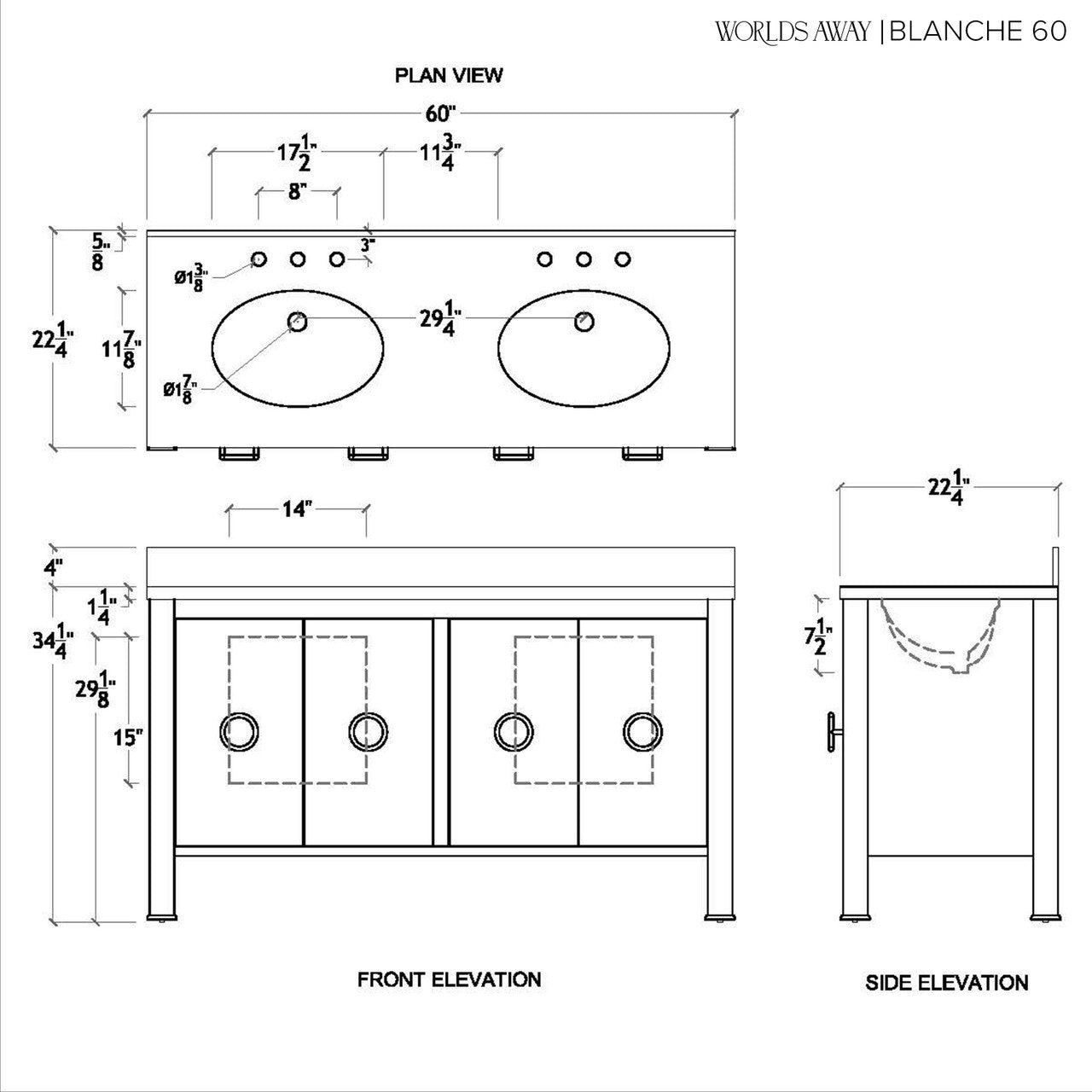 Worlds Away Blanche Vanity