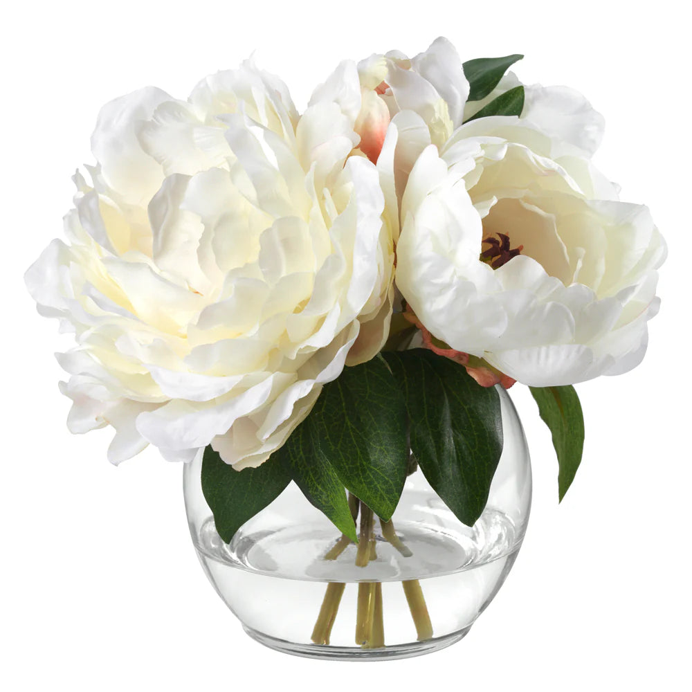 Diane James Blooms Cream Peony Bouquet In Glass Bowl