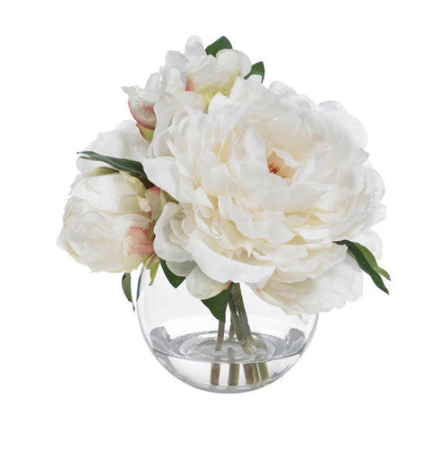Diane James Blooms Cream Peony Bouquet In Glass Bowl