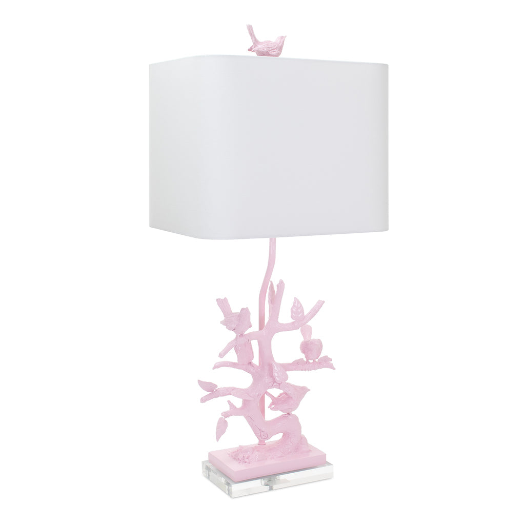 Couture Lighting 29"H Bird On Branch Table Lamp Blushing Bride Pink