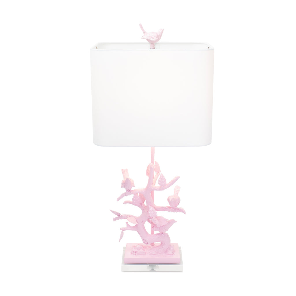 Couture Lighting 29"H Bird On Branch Table Lamp Blushing Bride Pink