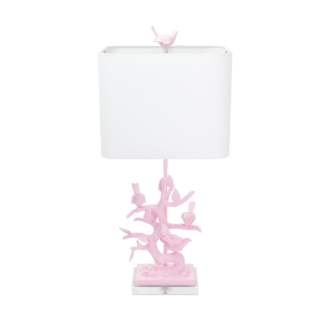Couture Lighting 29"H Bird On Branch Table Lamp Blushing Bride Pink