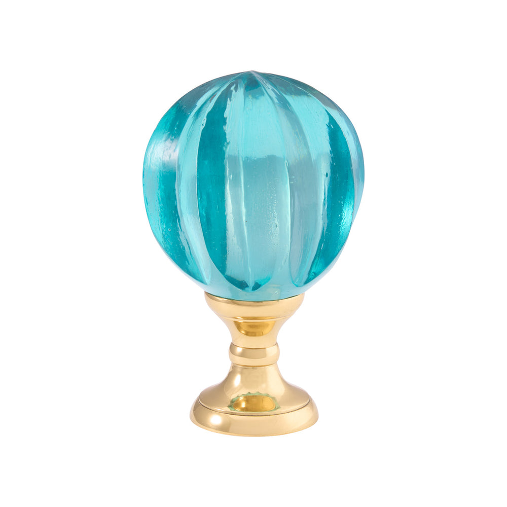 Chelsea House Blue Hand Blown Finial Brass
