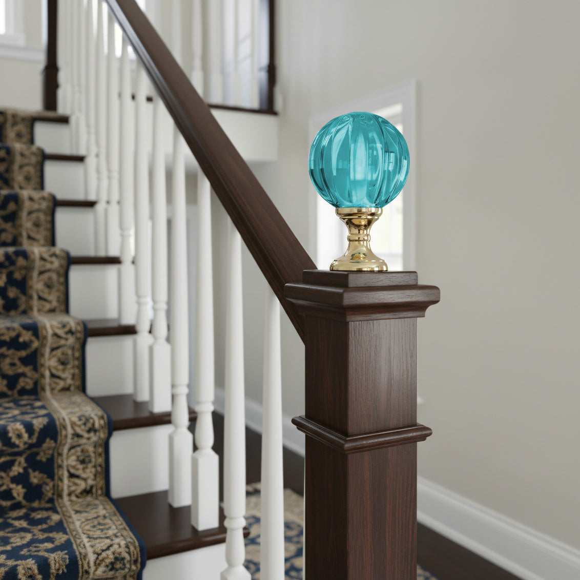 Chelsea House Blue Hand Blown Finial Brass