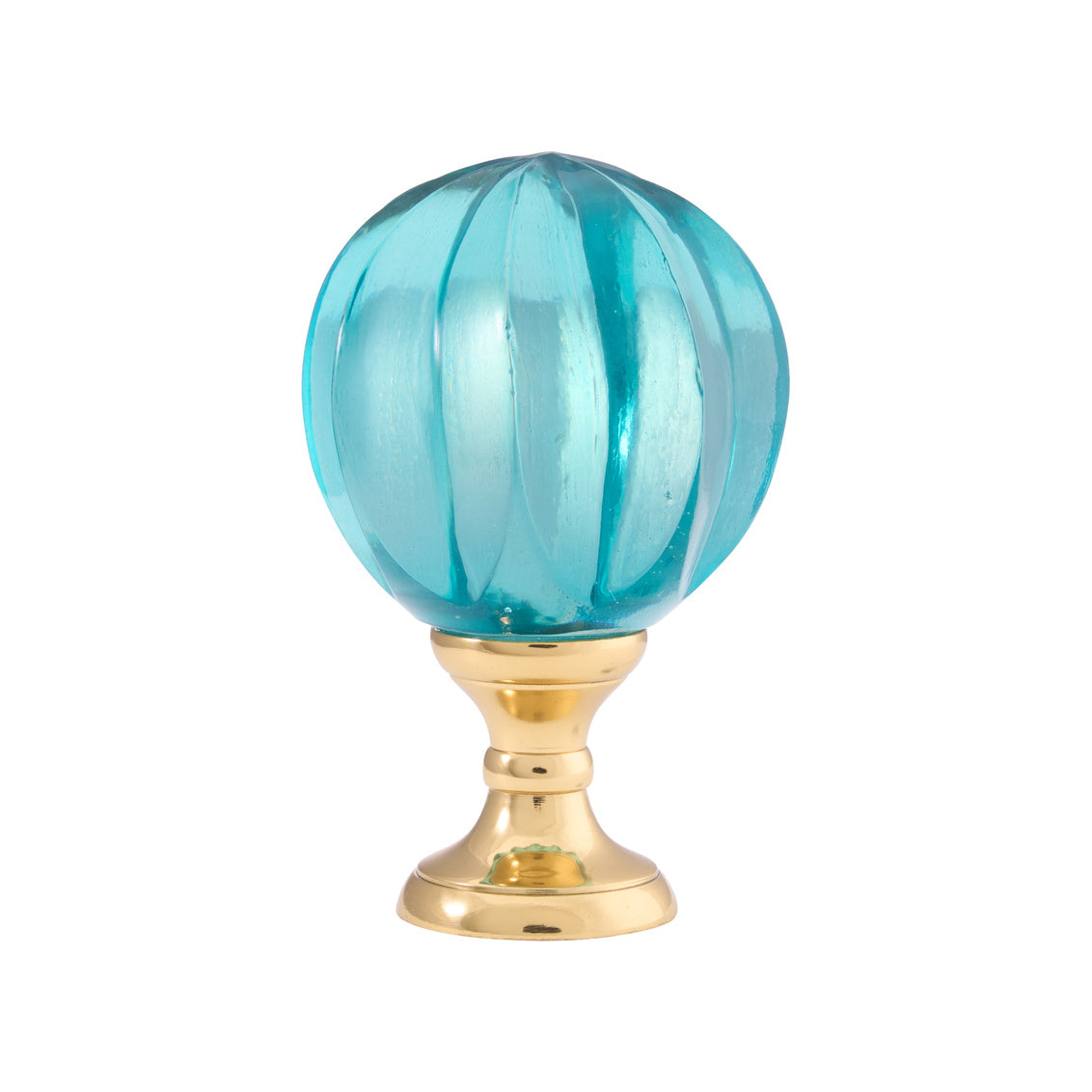 Chelsea House Blue Hand Blown Finial Brass