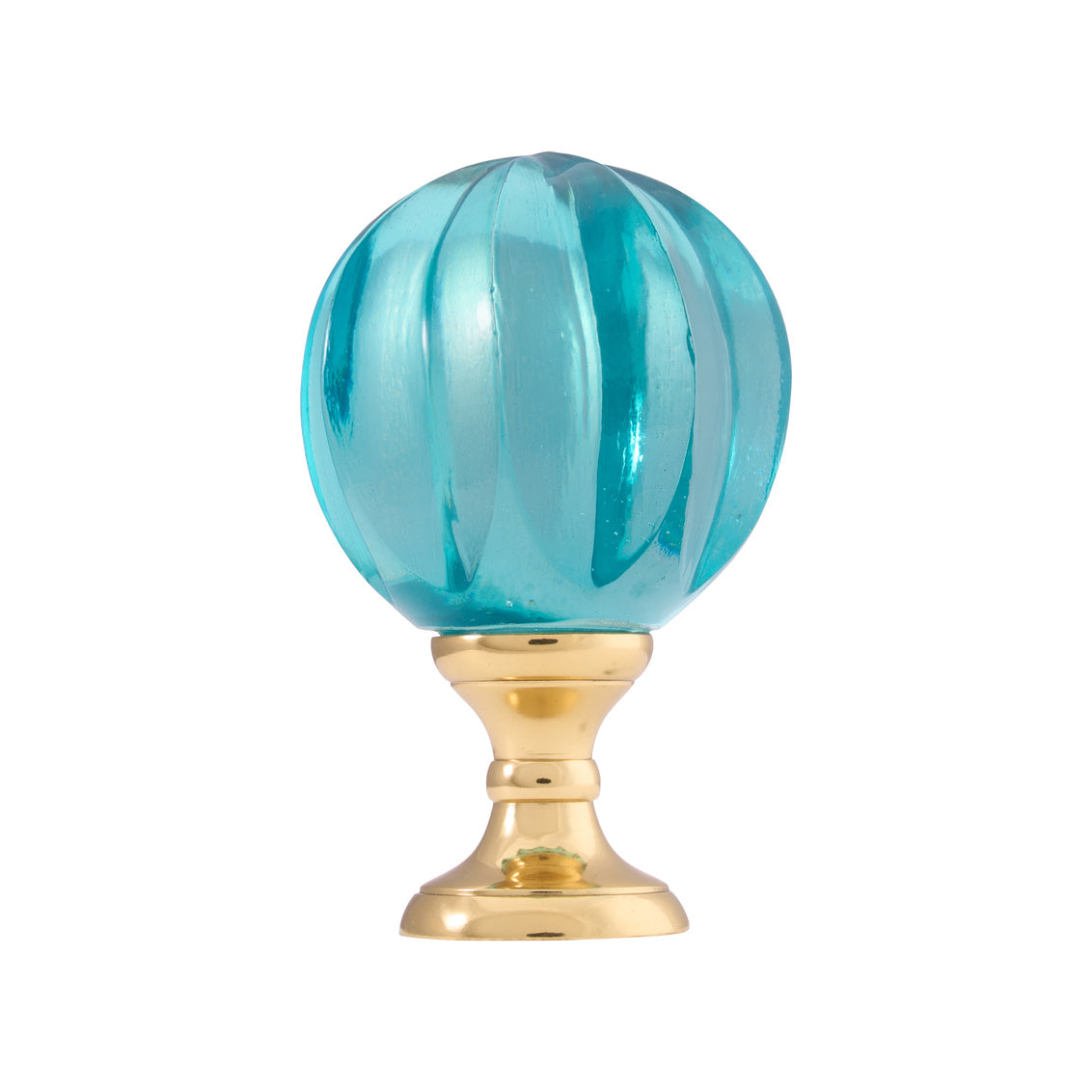 Chelsea House Blue Hand Blown Finial Brass