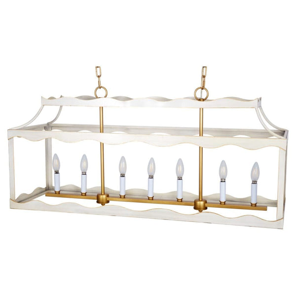 Miriam Cream & Gold Rectangular Metal Lantern by Old World Design