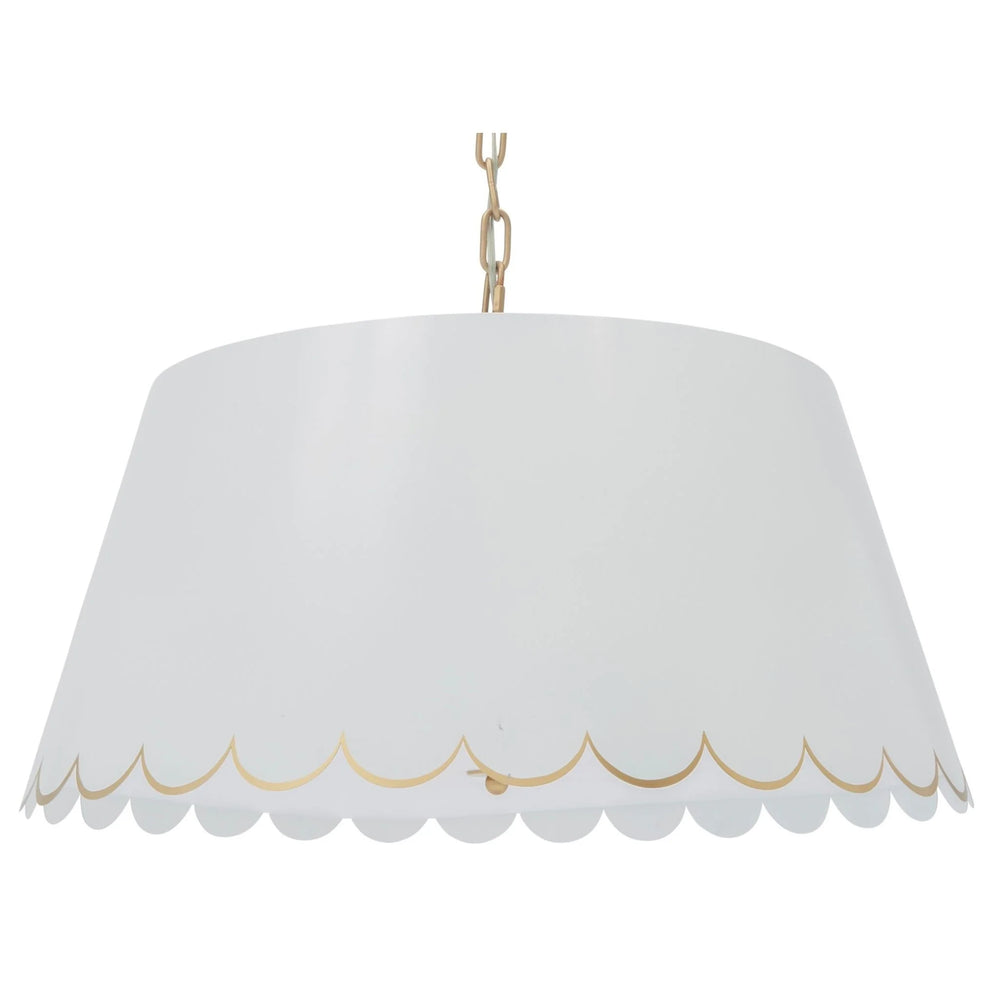 Glossy White and Gold Scalloped Shade Chandelier
