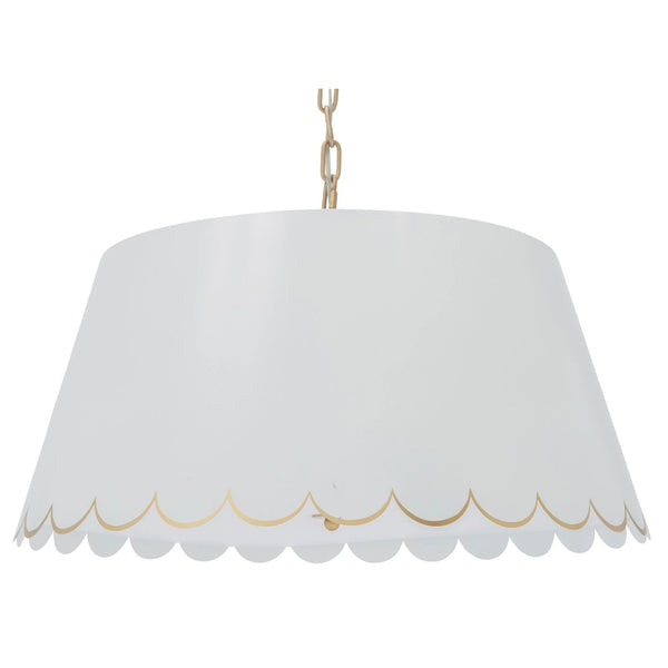 Glossy White and Gold Scalloped Shade Chandelier