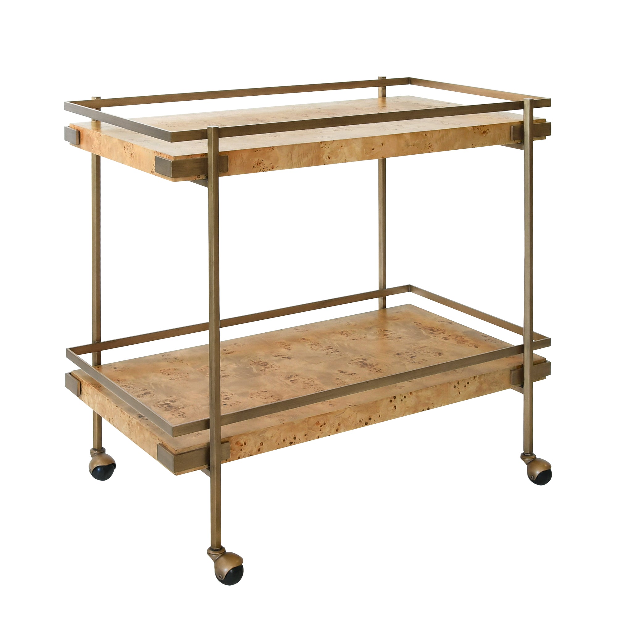 Worlds Away Cash Burl Wood Bar Cart