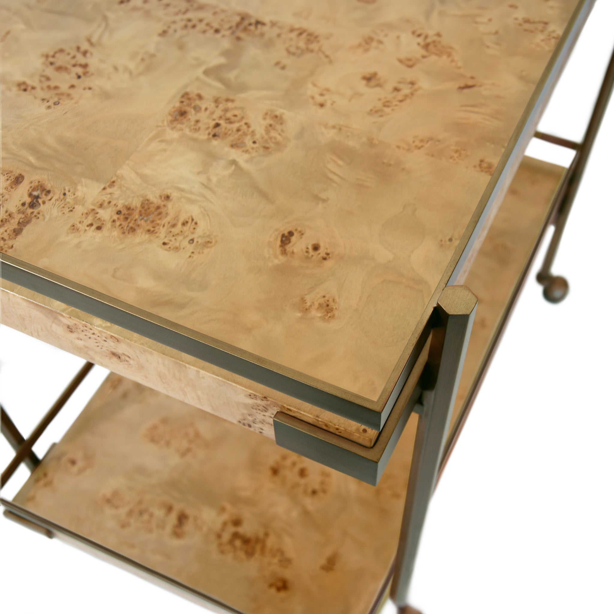 Worlds Away Cash Burl Wood Bar Cart