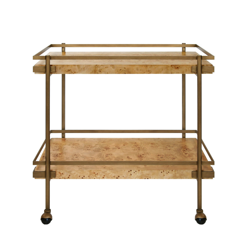 Worlds Away Cash Burl Wood Bar Cart