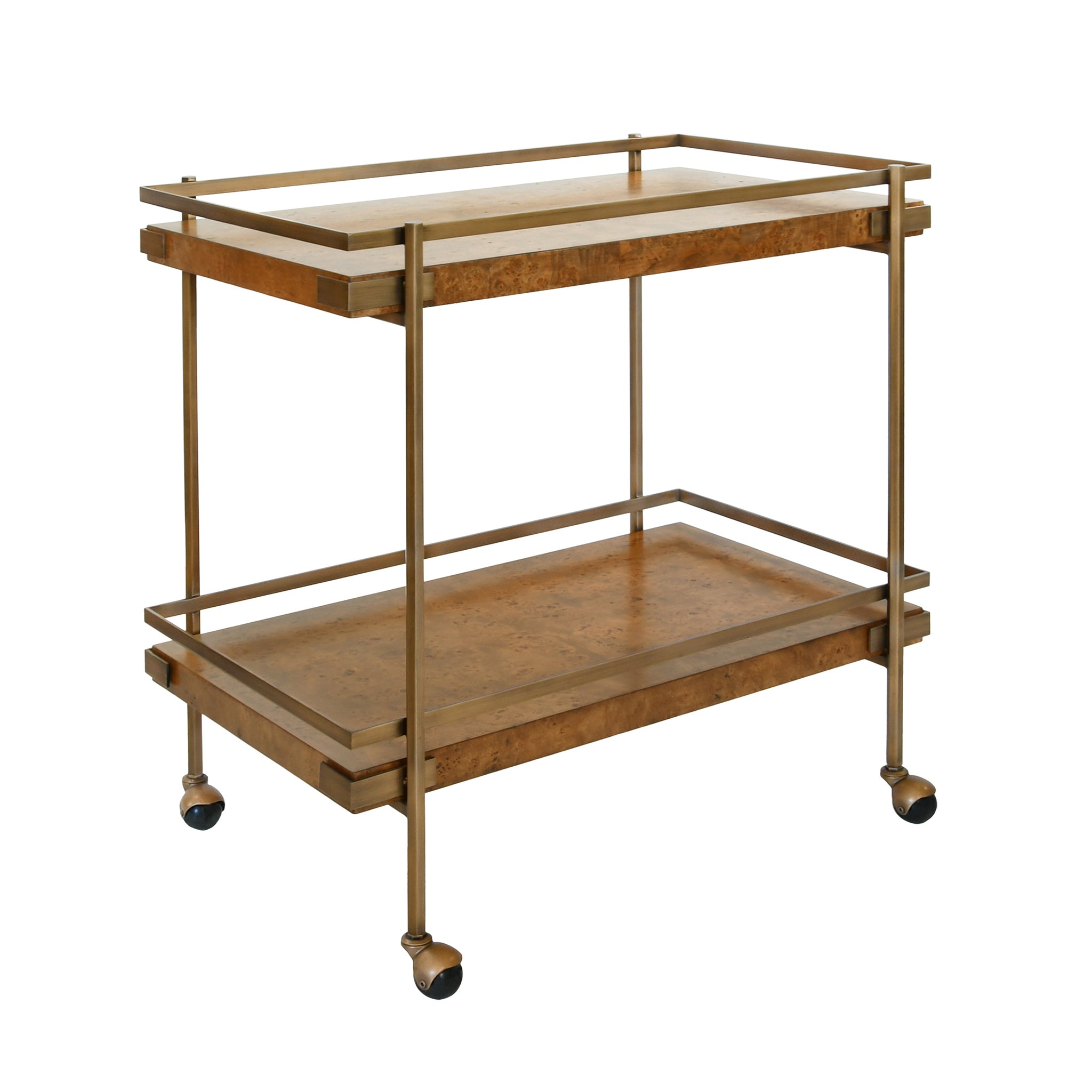 Worlds Away Cash Burl Wood Bar Cart