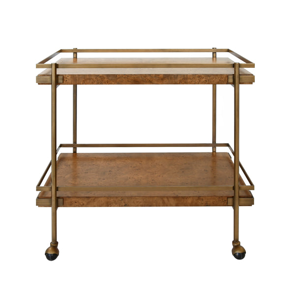 Worlds Away Cash Burl Wood Bar Cart