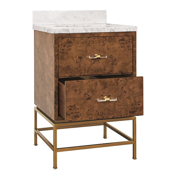 Worlds Away Clifford Burl Wood Bathroom Vanity 24"