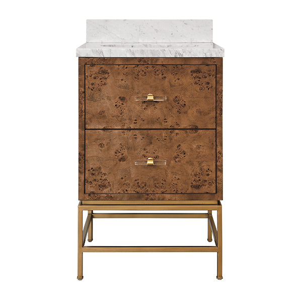 Worlds Away Clifford Burl Wood Bathroom Vanity 24"