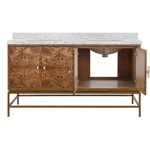 Worlds Away Clifford 60"  Double Bathroom Vanity in Burl Wood