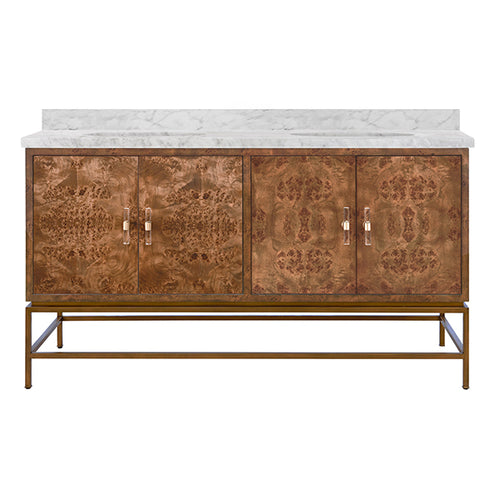 Worlds Away Clifford 60"  Double Bathroom Vanity in Burl Wood