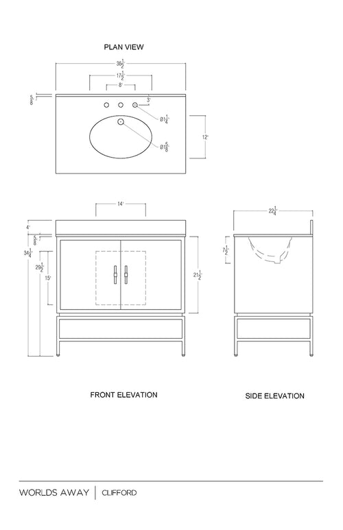 Worlds Away Clifford Bathroom Vanity