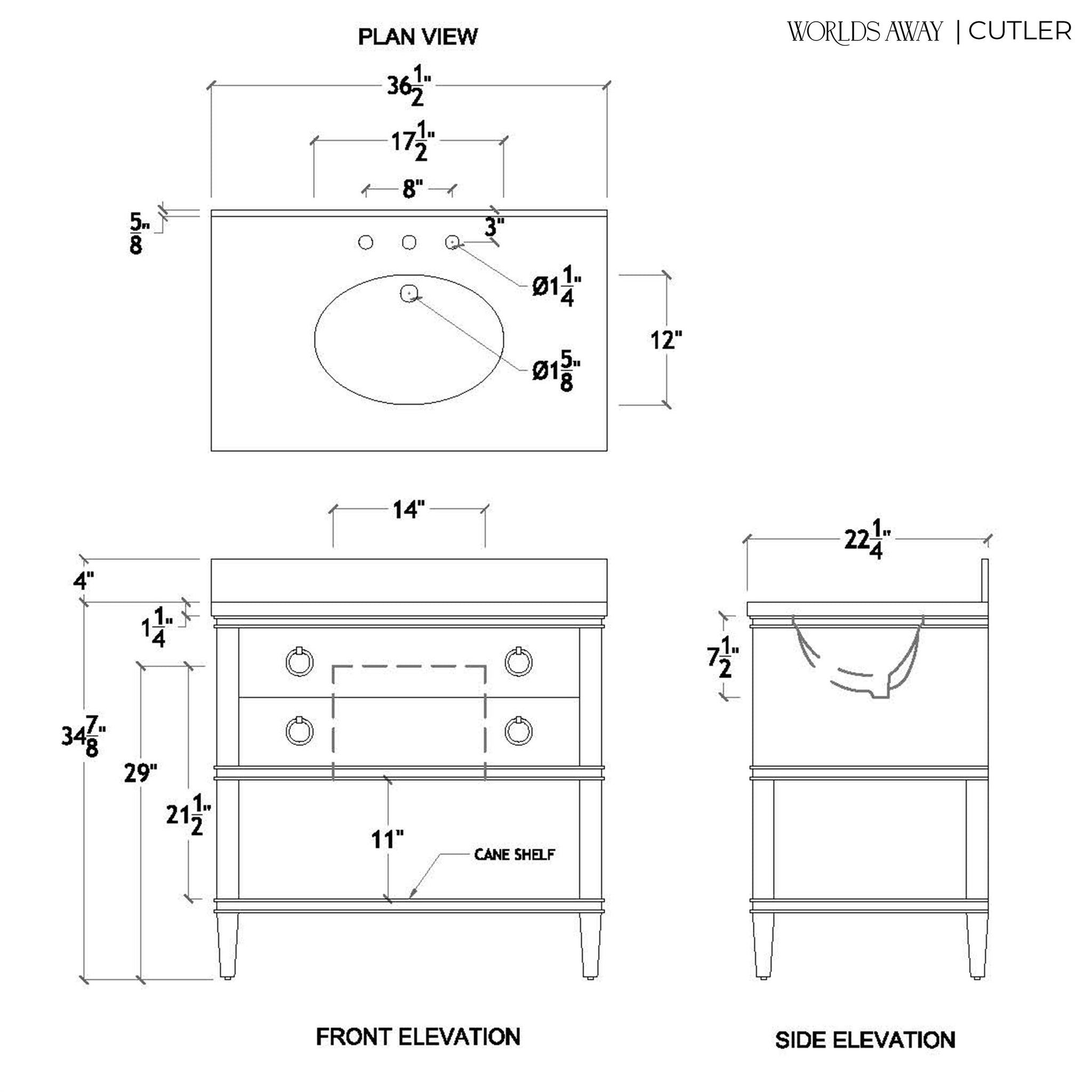Worlds Away Cutler Bathroom Vanity