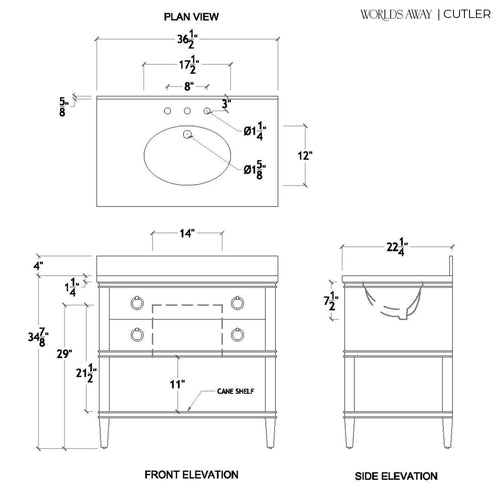 Worlds Away Cutler Bathroom Vanity