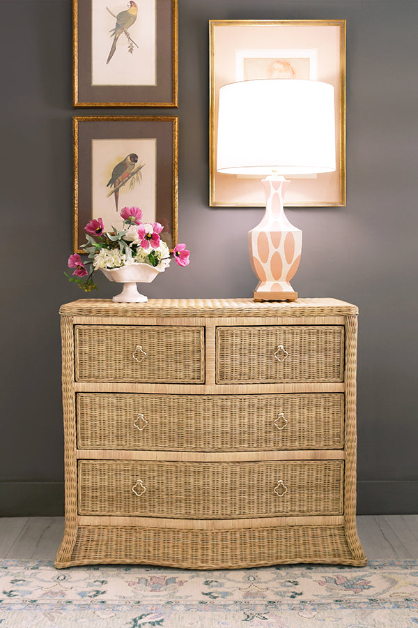Worlds Away Celine Chest in Woven Rattan