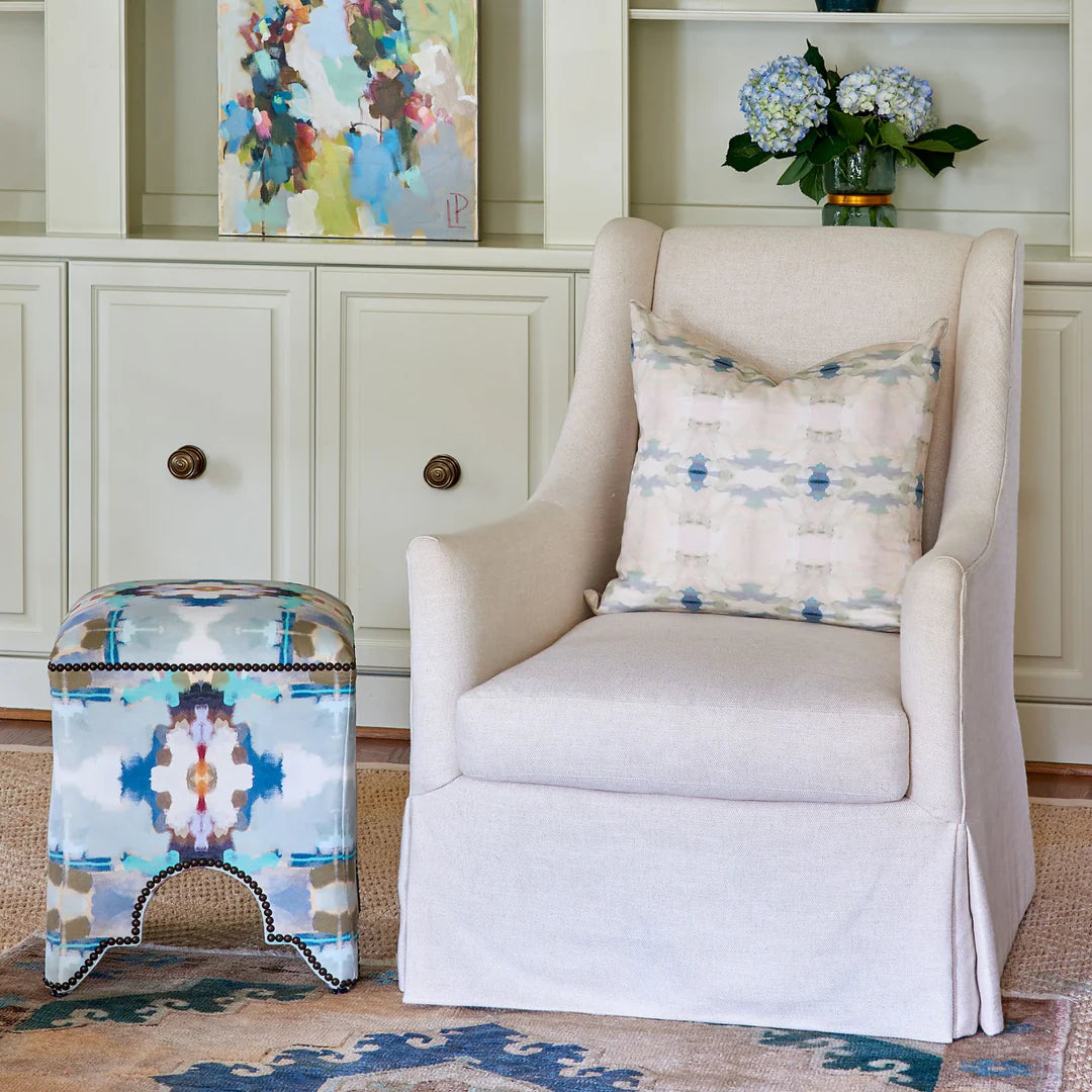 Coral Bay Pale Blue Linen Cotton Pillow