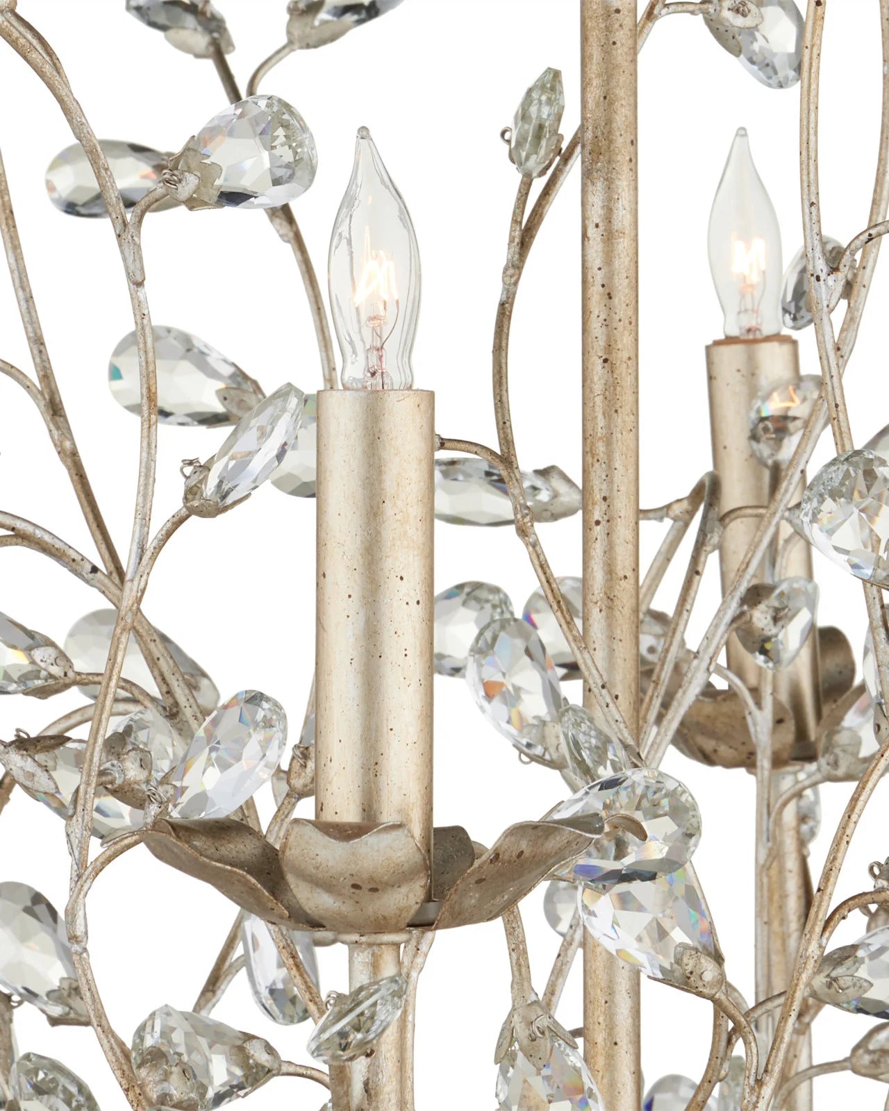 Currey & Company Crystal Bud Silver Large Chandelier