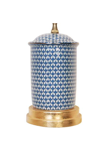 English Green and White Porcelain Table Lamp