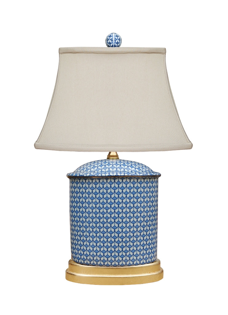 English Green and White Porcelain Table Lamp