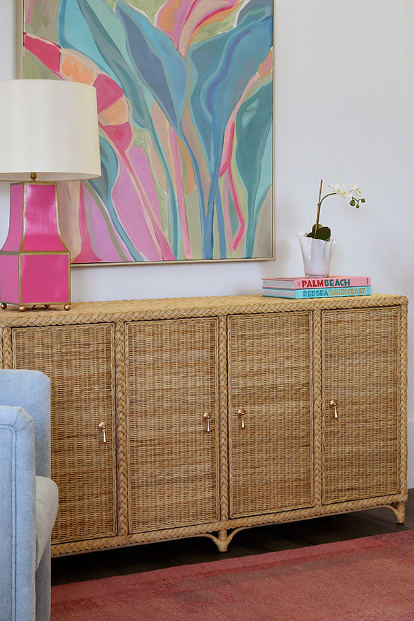 Worlds Away Evander Rattan Buffet Cabinet