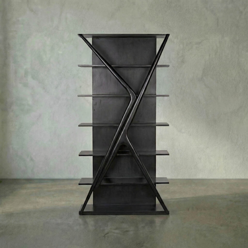 Noir Vetra Bookcase, Hand Rubbed Black