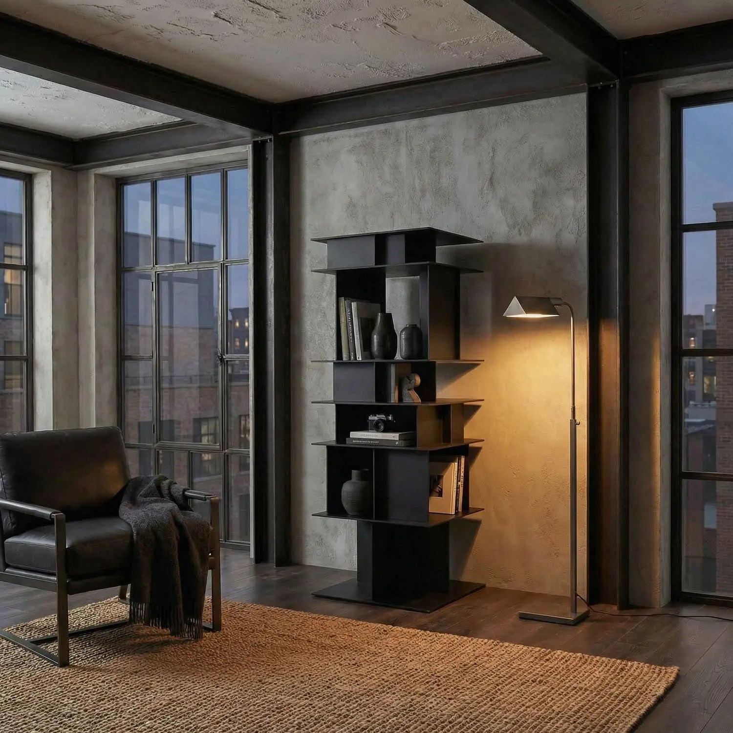 Noir Pisa Shelf, Black Steel