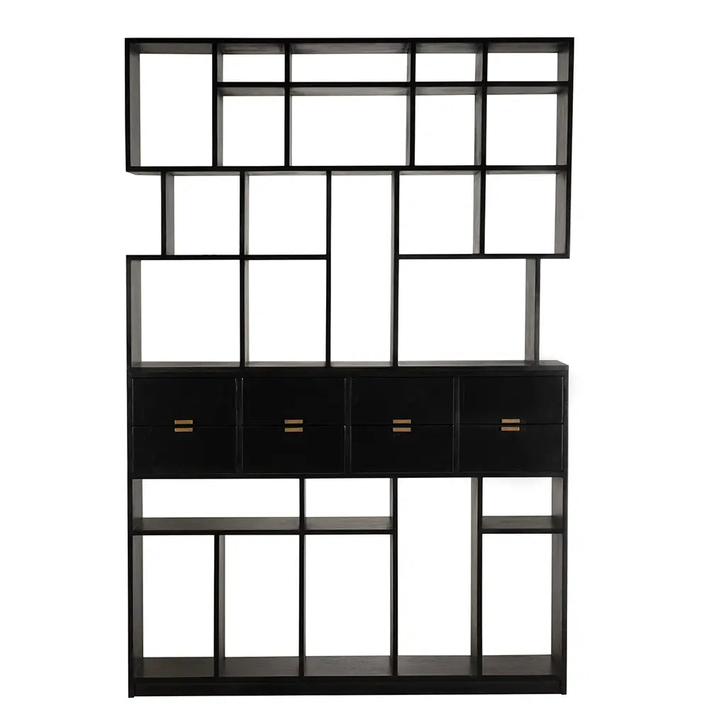 Noir Grobius Bookcase, Hand Rubbed Black