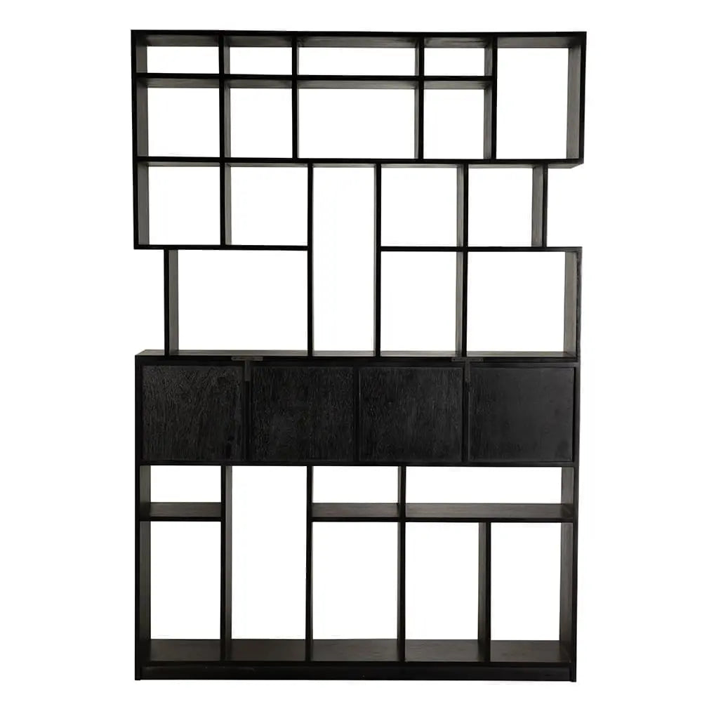 Noir Grobius Bookcase, Hand Rubbed Black