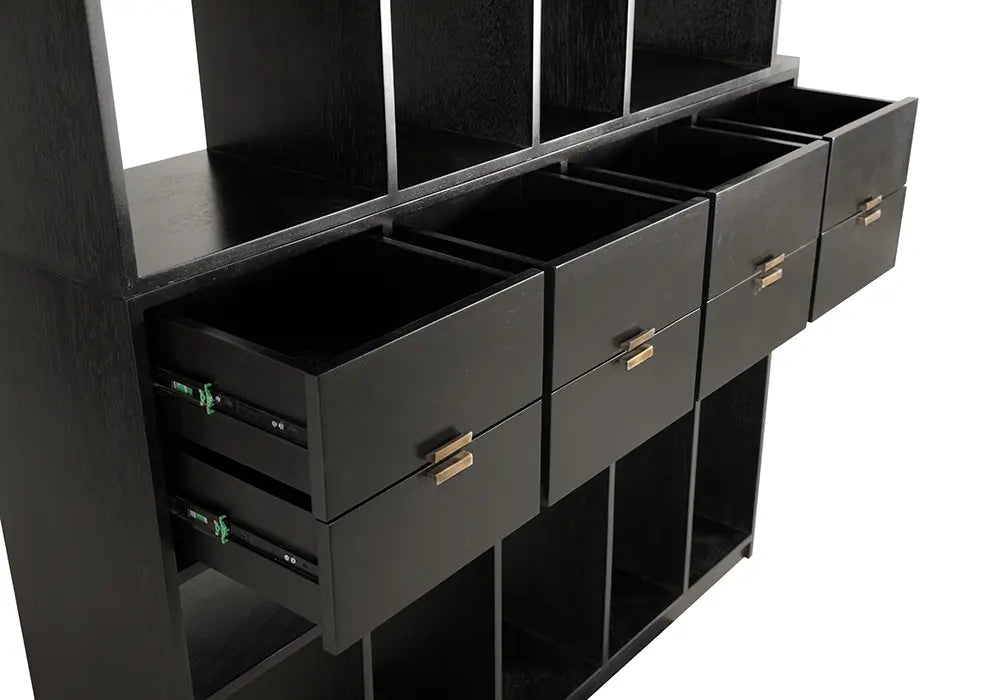 Noir Grobius Bookcase, Hand Rubbed Black